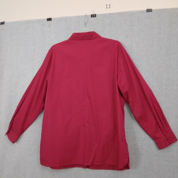 Bob Mackie | Cotton Sequin Shirt Blouse Dark Red Button Front | Size L - Picture 7 of 9